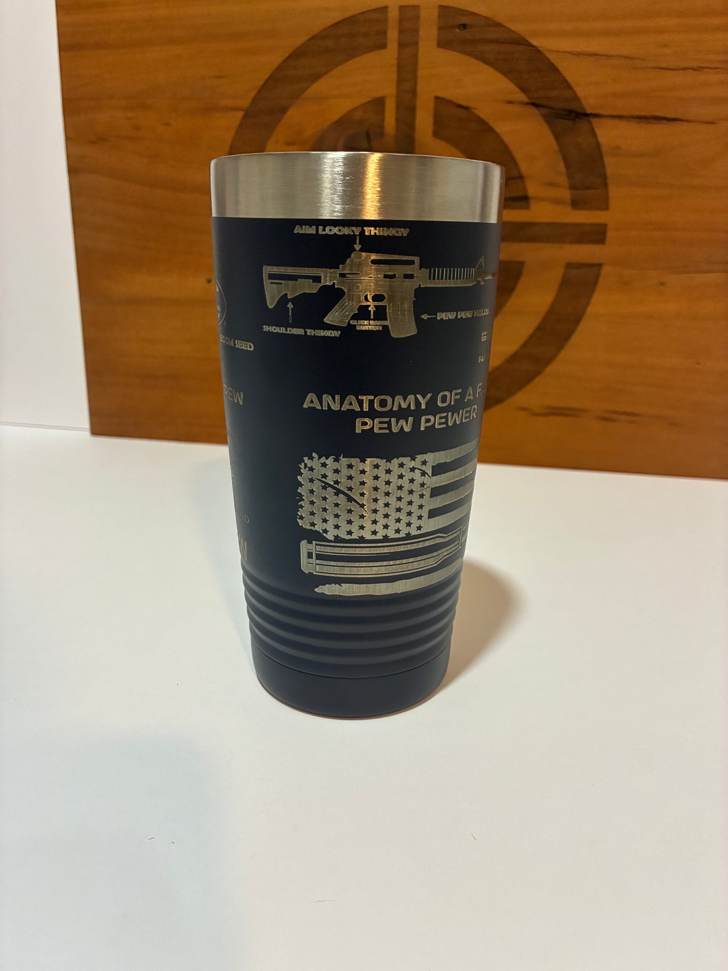 AR Rifle 20oz Tumbler – Laser Engraved Stainless Steel – Tactical Coffee Cup for Gun Lovers & Veterans Laser Engraved Tumbler