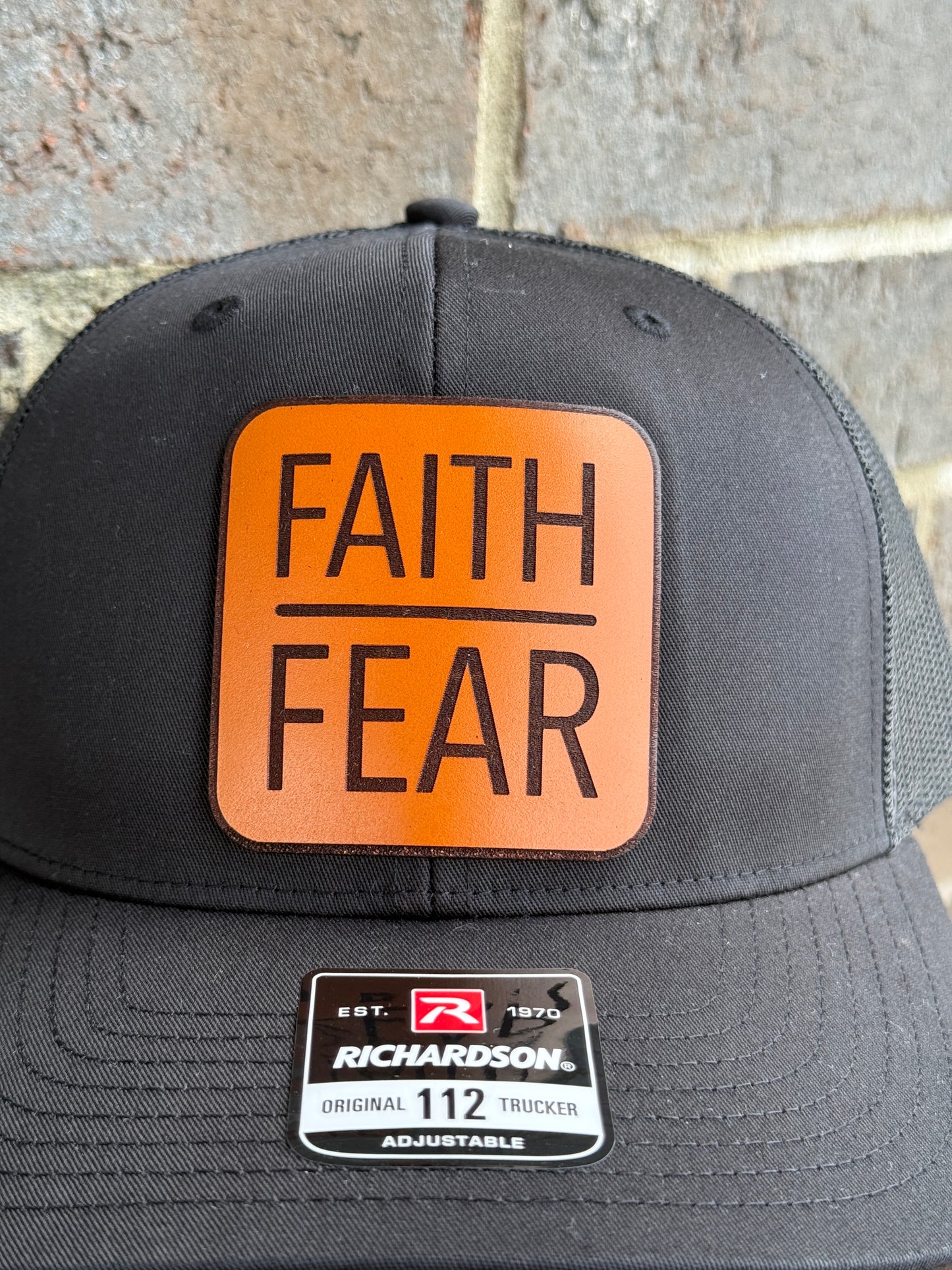 Faith Over Fear Leather Patch Hat