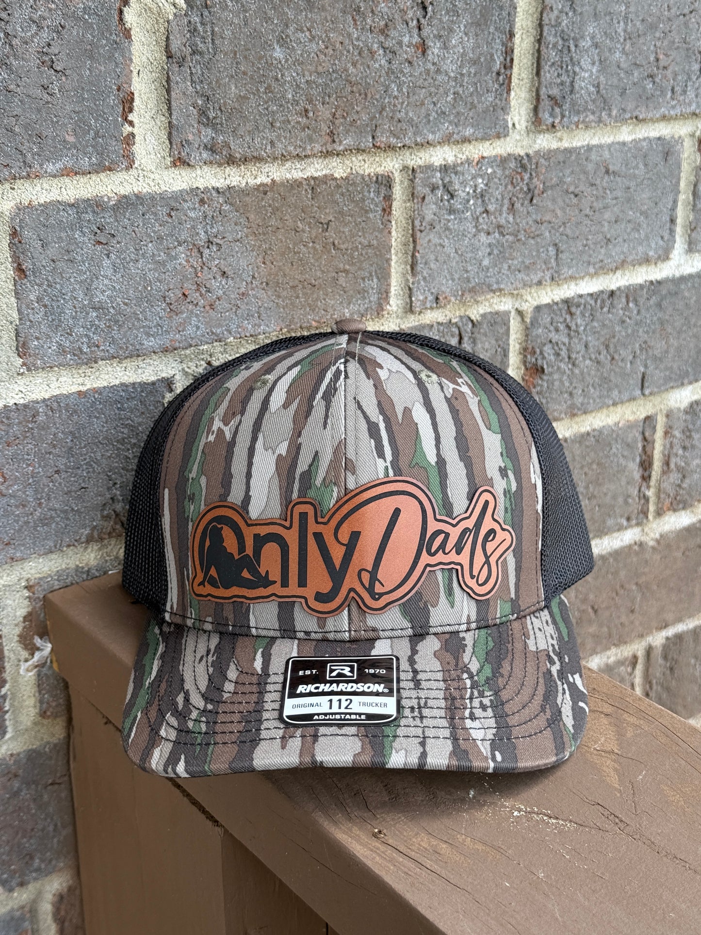 Only Dads Leather Patch Hat – Richardson 112 Camo Trucker