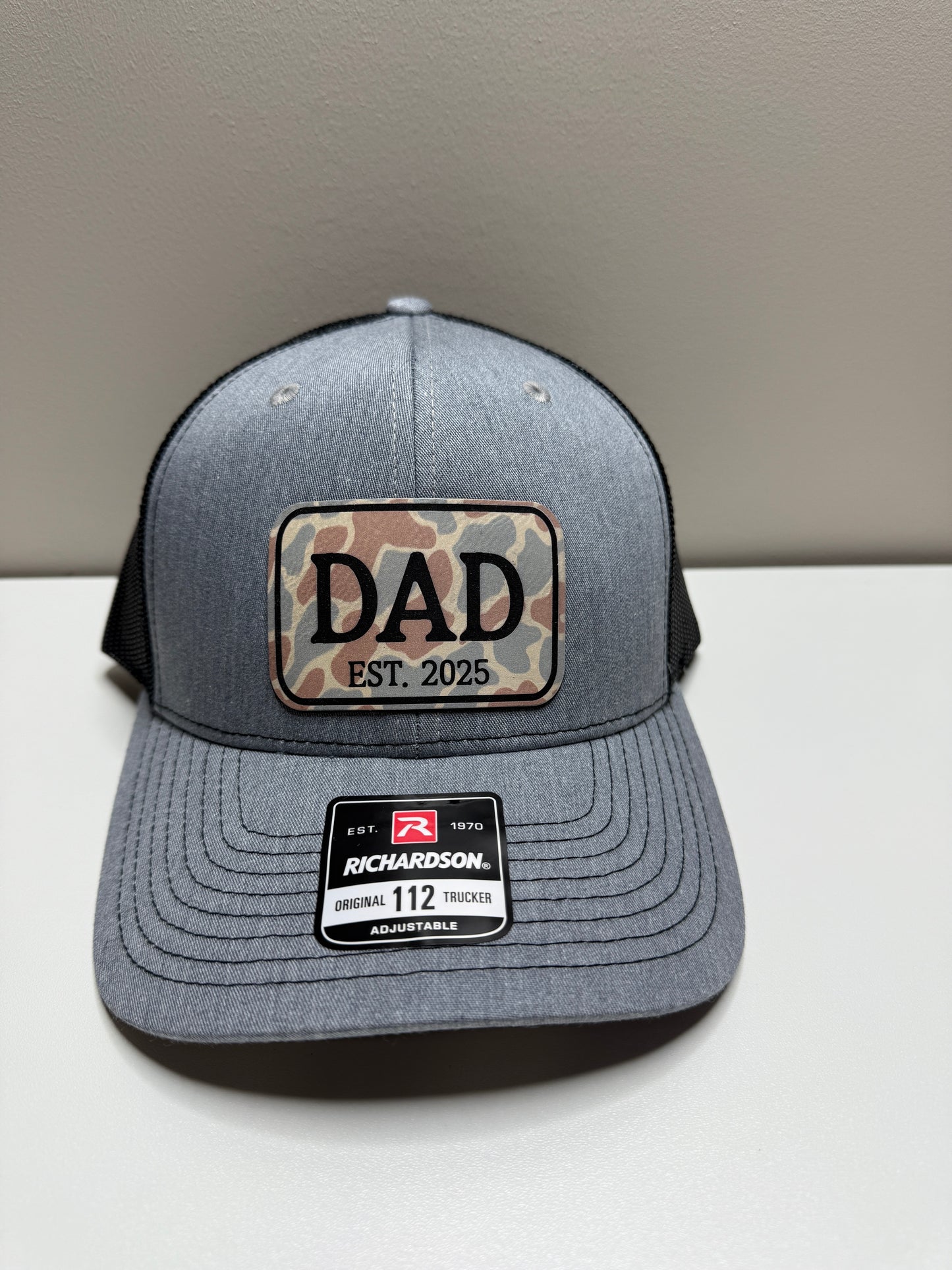 DAD EST. 2025 – Camo Patch Hat (Richardson 112)