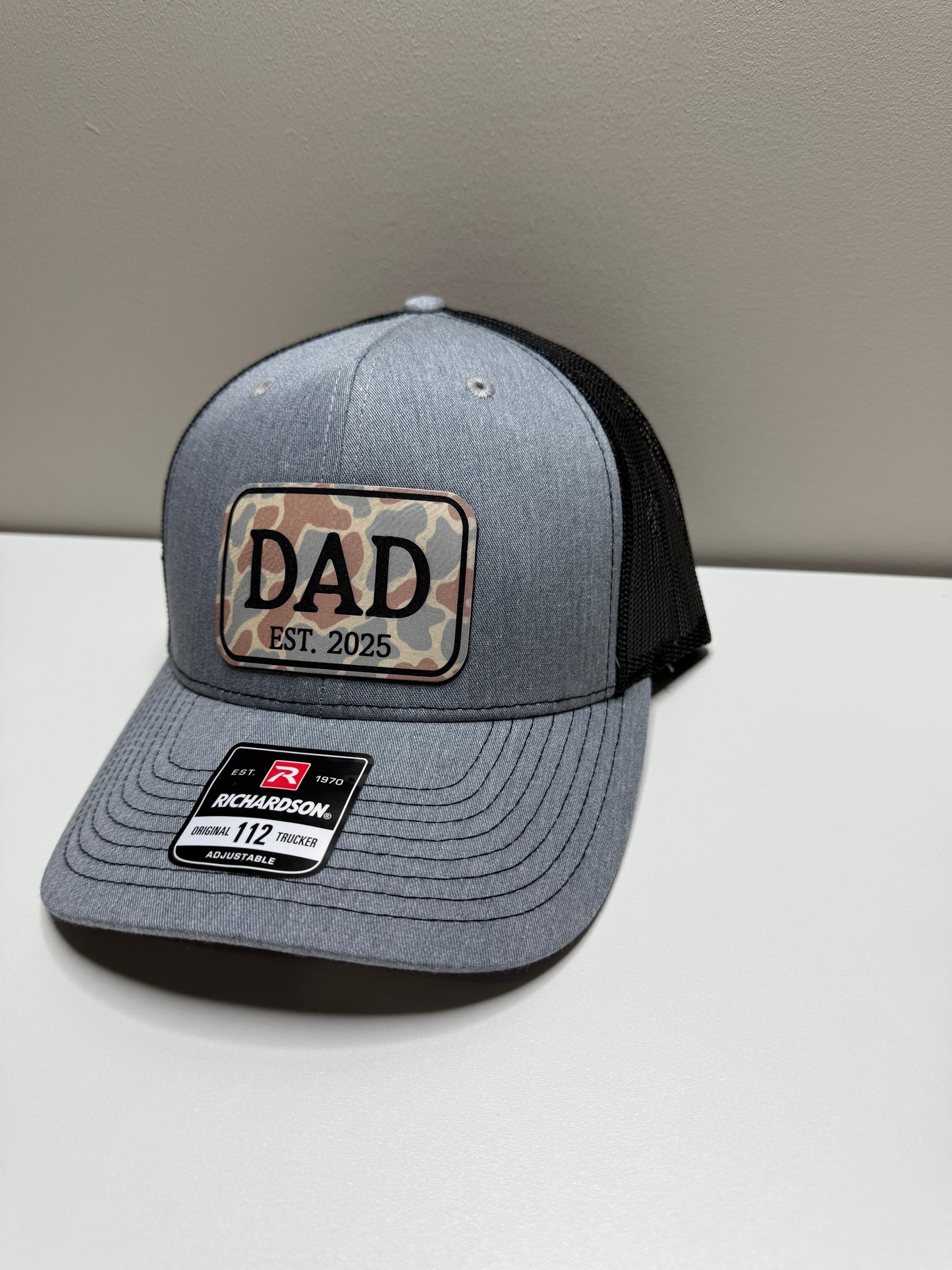 DAD EST. 2025 – Camo Patch Hat (Richardson 112)