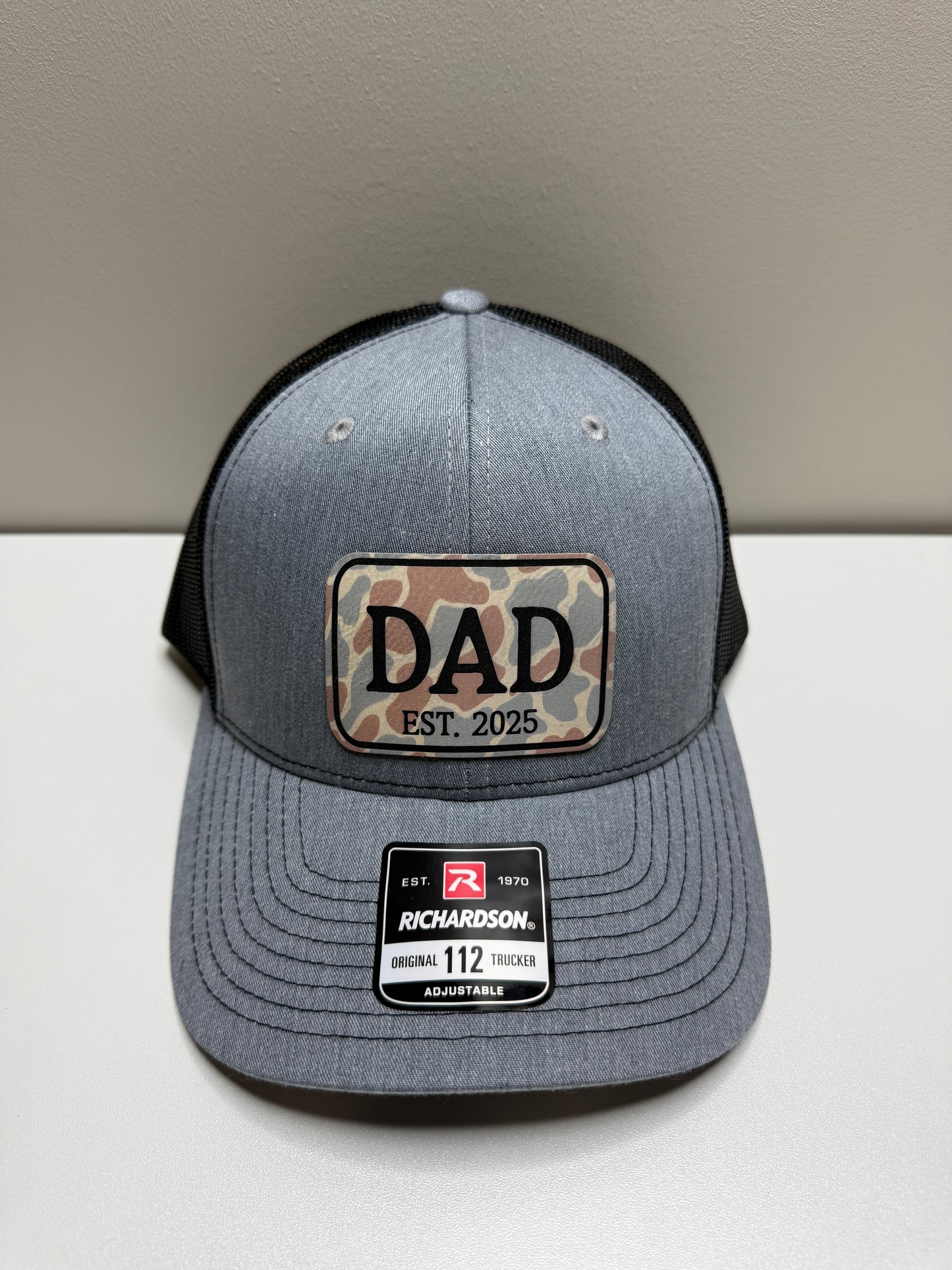 DAD EST. 2025 – Camo Patch Hat (Richardson 112)