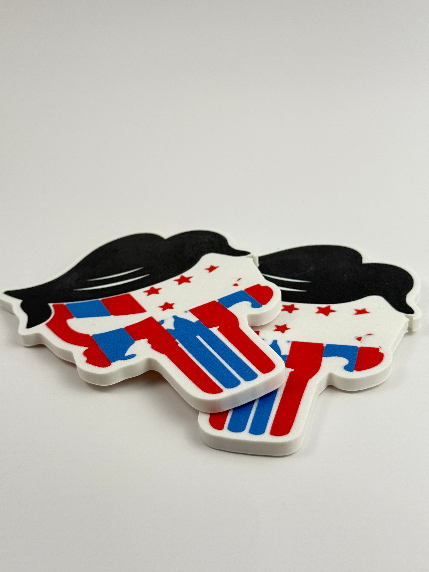 Patriotic Trump Hair Punisher Magnet – Red White & Blue 3D printed Fridge Decor, USA Flag Gift, Funny Political Magnet