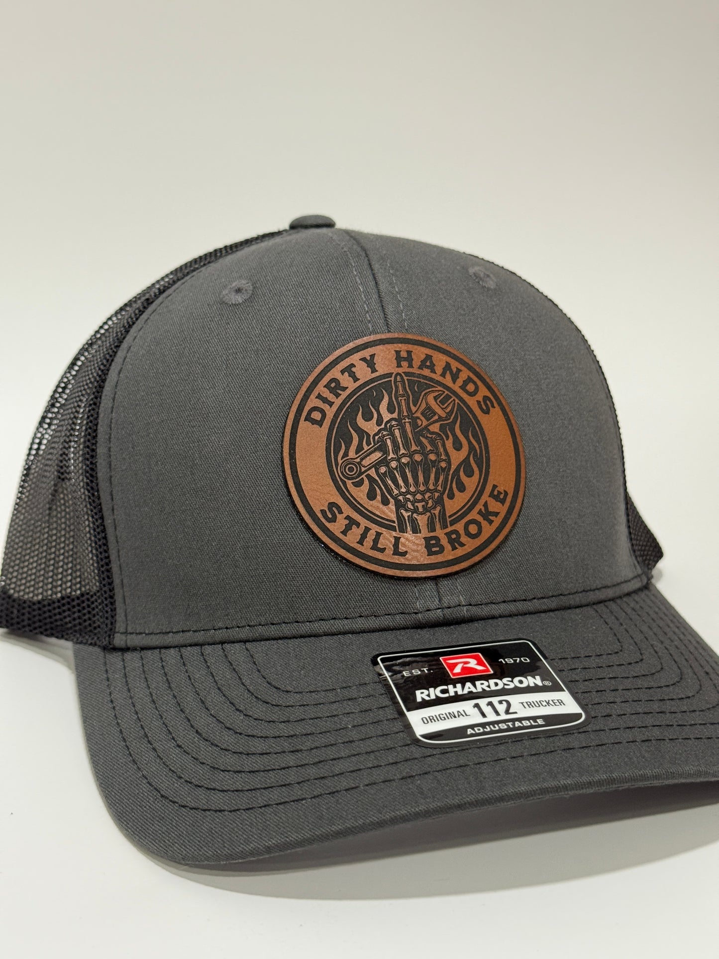 Dirty Hands Still Broke Leather Patch Hat