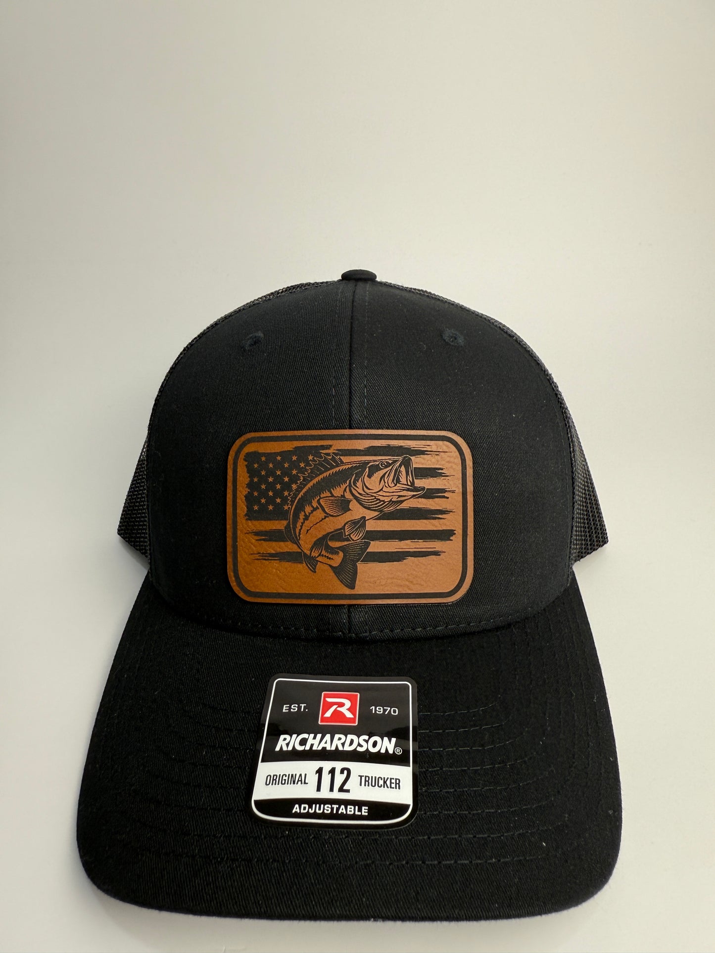 Patriotic Fishing Trucker Hat – Leather Patch on Richardson 112