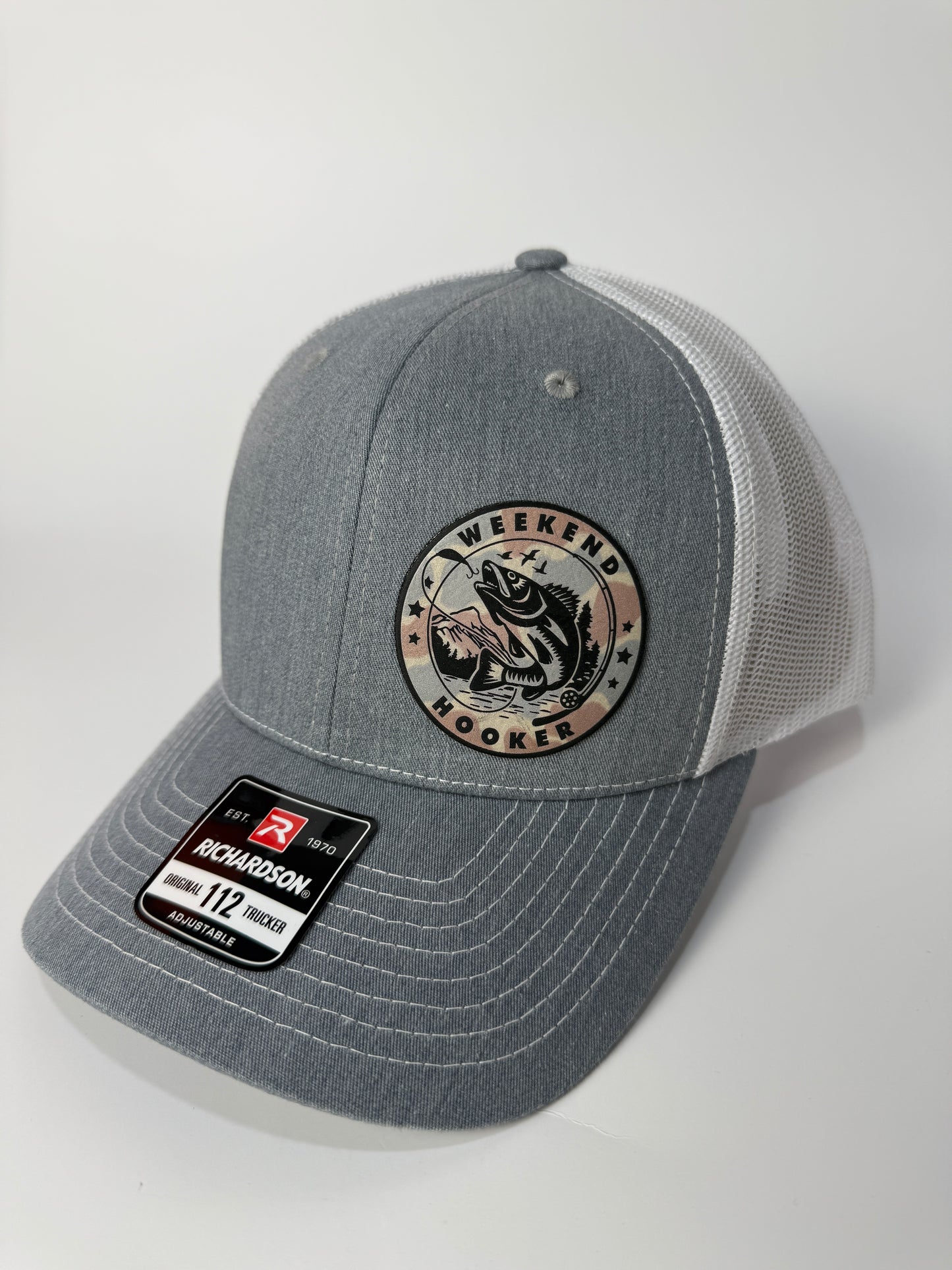 Weekend Hooker Funny Fishing Leather Patch Hat
