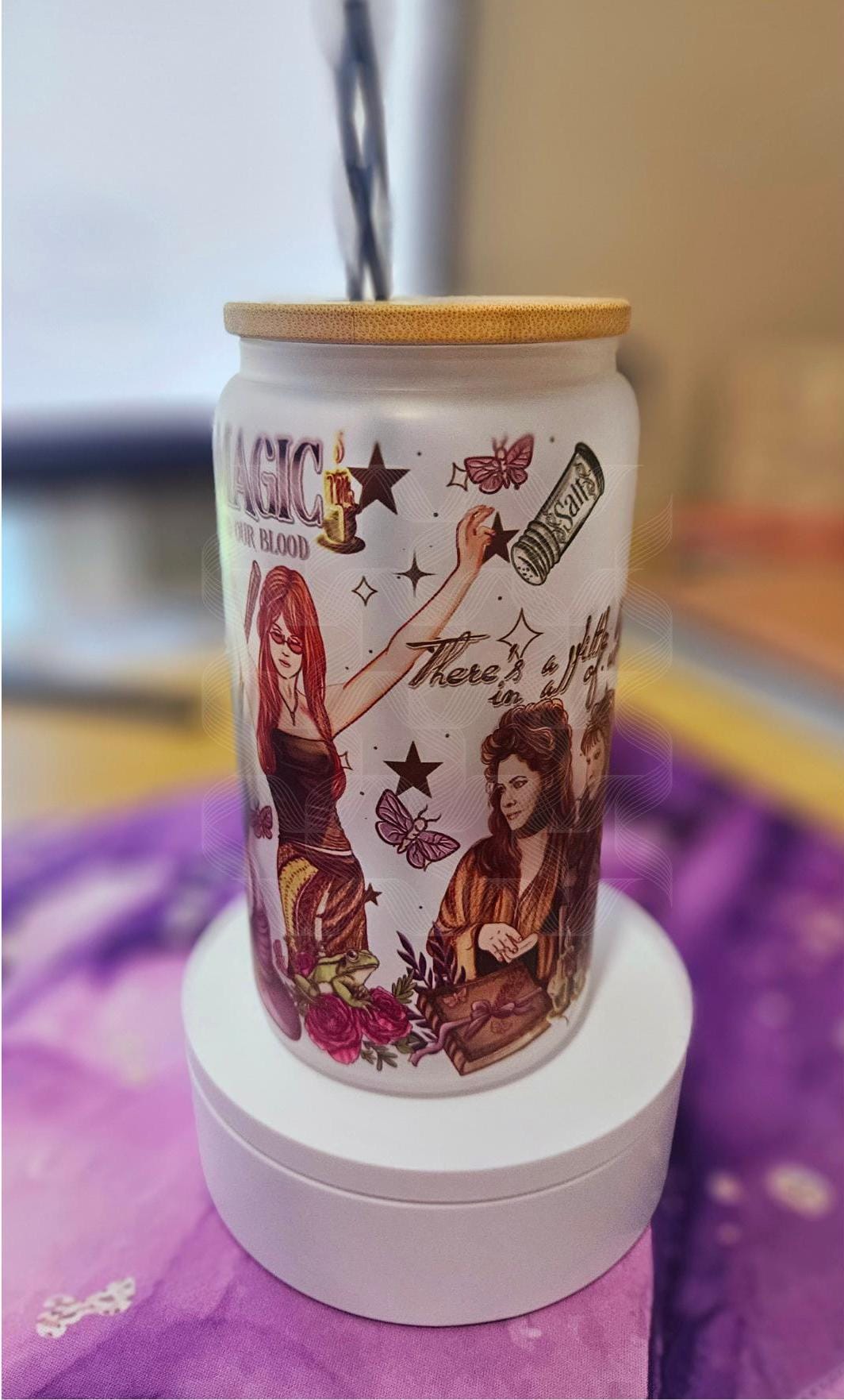 Practical Magic, Always Throw Spilled Salt Over Your Left Shoulder, Witchy Quencher, There's A Little Witch In All Of Us, Libbey Glass Mug