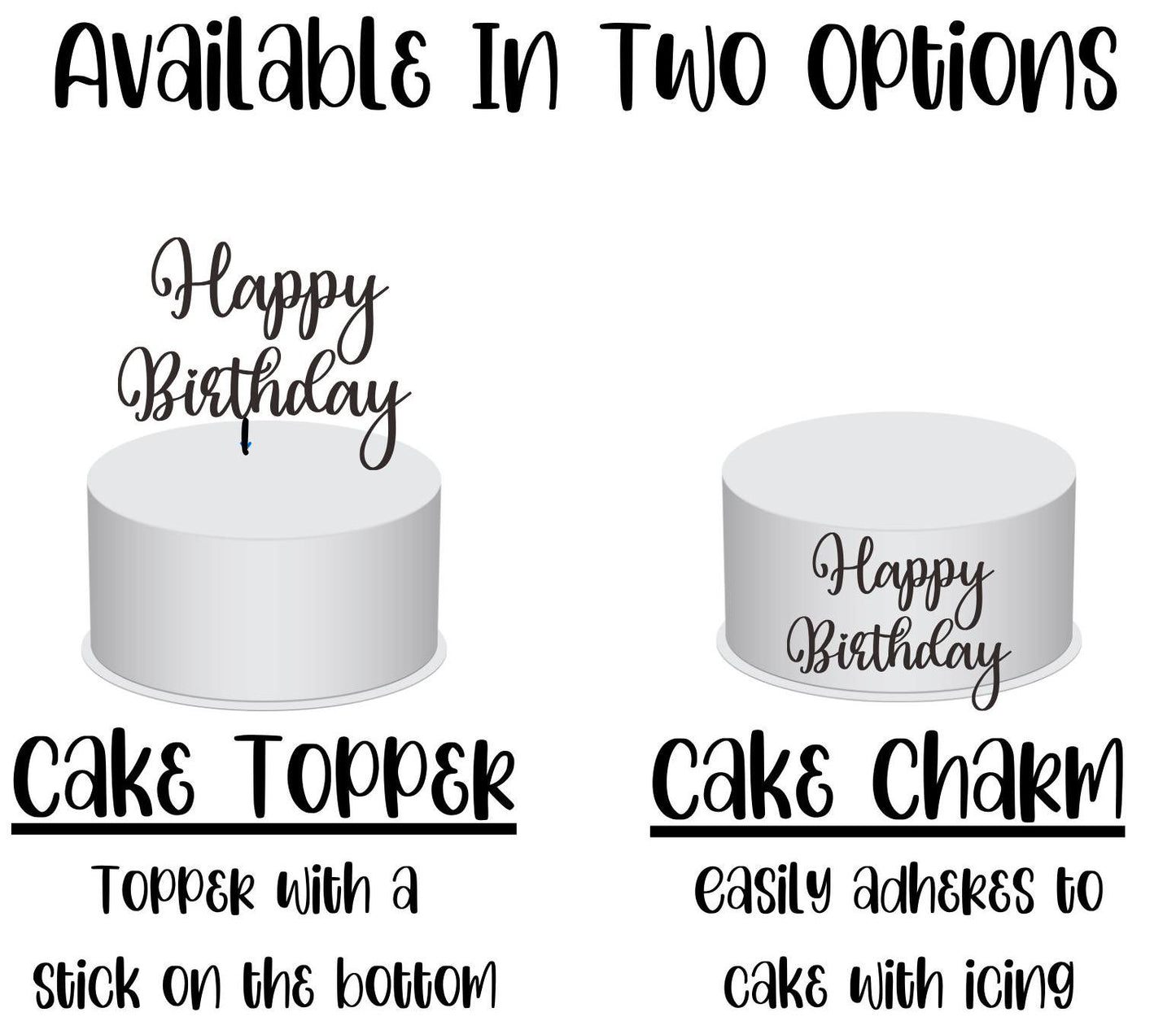 Happy Birthday Acrylic Cake Charm / Topper, Happy Birthday Cake Decor ,Cupcake Charm, Birthday Cupcake Topper