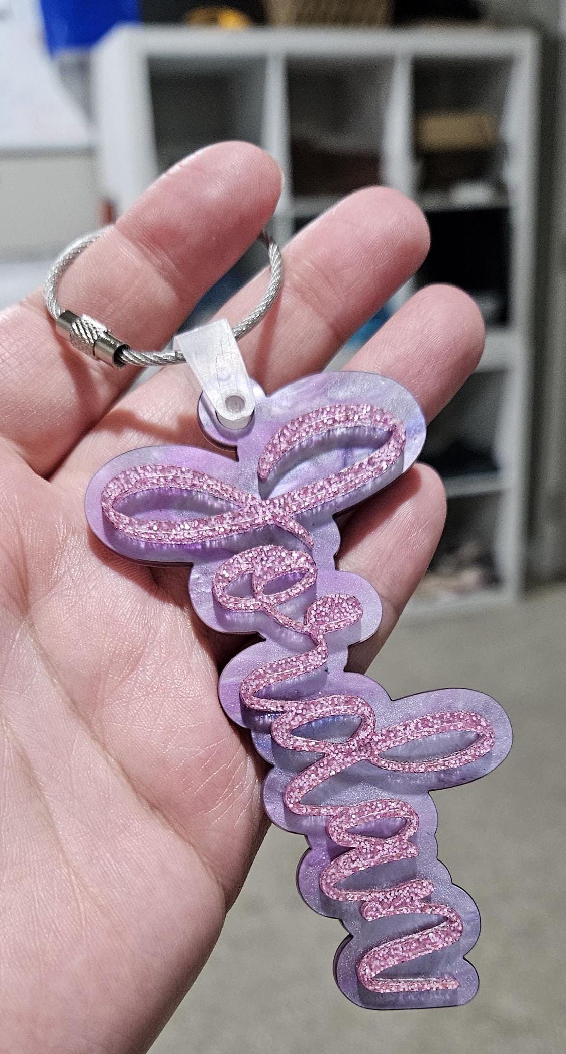 Acrylic Keychain Personalized, Custom Name Charm, School Tag, Backpack, Diaper Bag Tag, Lunchbox Accessories