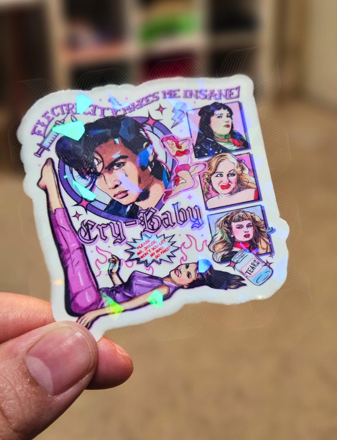 Jail Bird, 90's Classic Movie, Crybaby, Tears, 20oz 90's Classic Movie Holographic Sticker