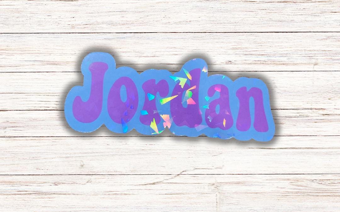 Holographic Name Sticker with Two Colors, Custom Name Sticker, Party Favor Name Sticker, Holographic Personalized Name Sticker
