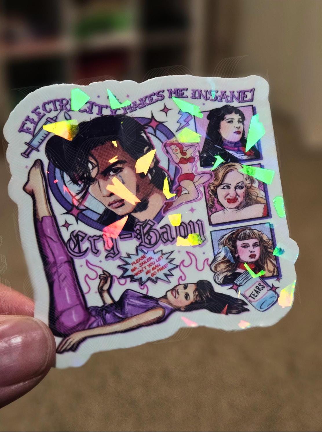 Jail Bird, 90's Classic Movie, Crybaby, Tears, 20oz 90's Classic Movie Holographic Sticker