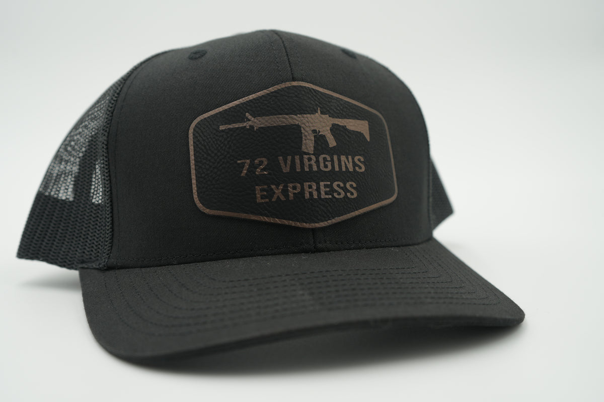 72 Virgins Express Funny Leather Patch Trucker Hat