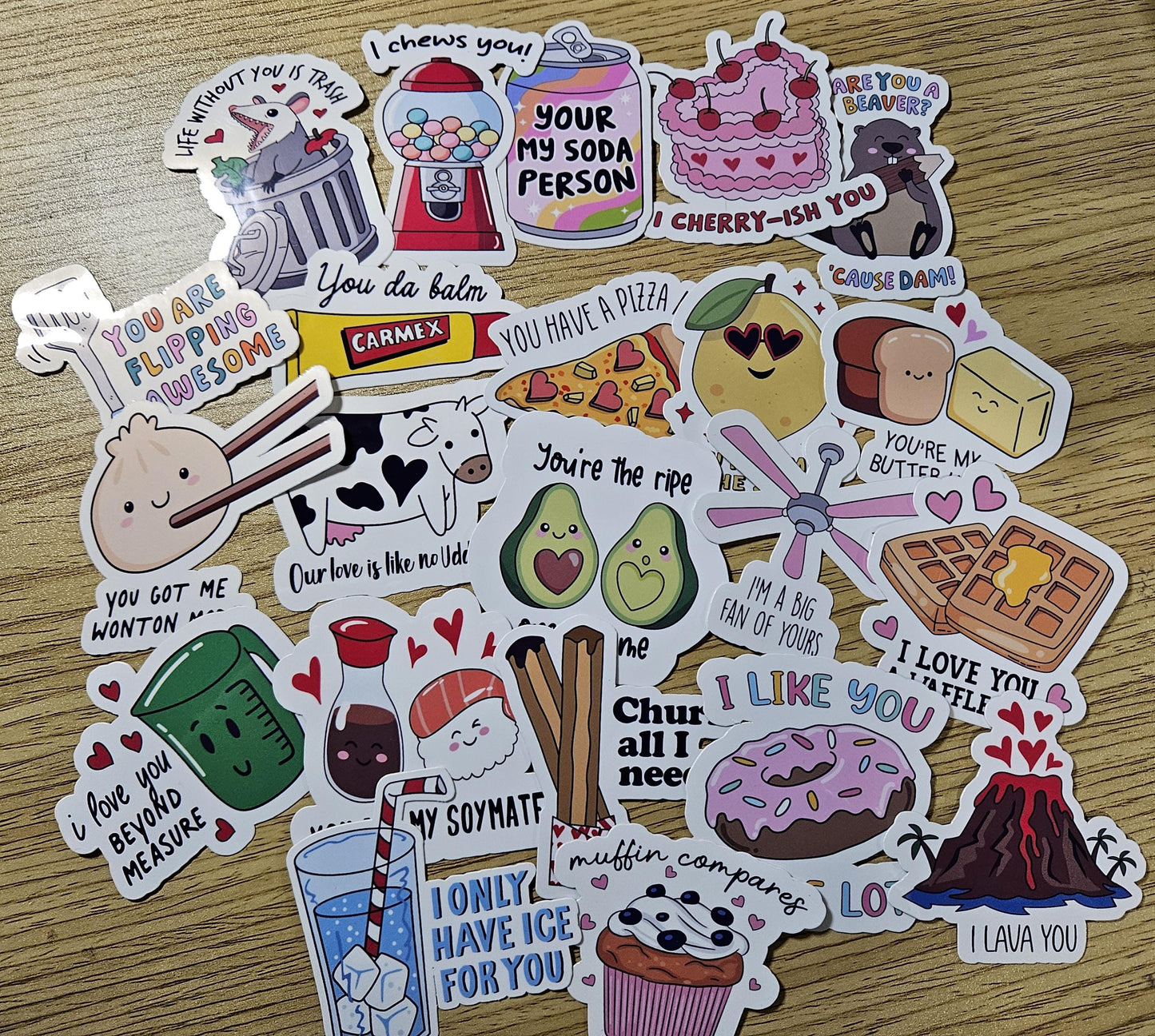 Valentine Puns Vinyl Laminated 20 Pack Stickers, Sticker Valentine Bundle, Funny Love Puns, Love Quotes, 20 Pack Laminated Vinyl Stickers