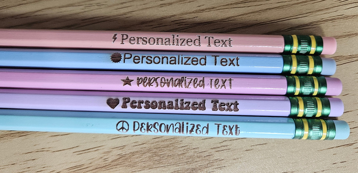 Personalized Engraved Pastel Pencils | Custom Engraved Pencils | Back to School Gifts | Personalized Student Pencils