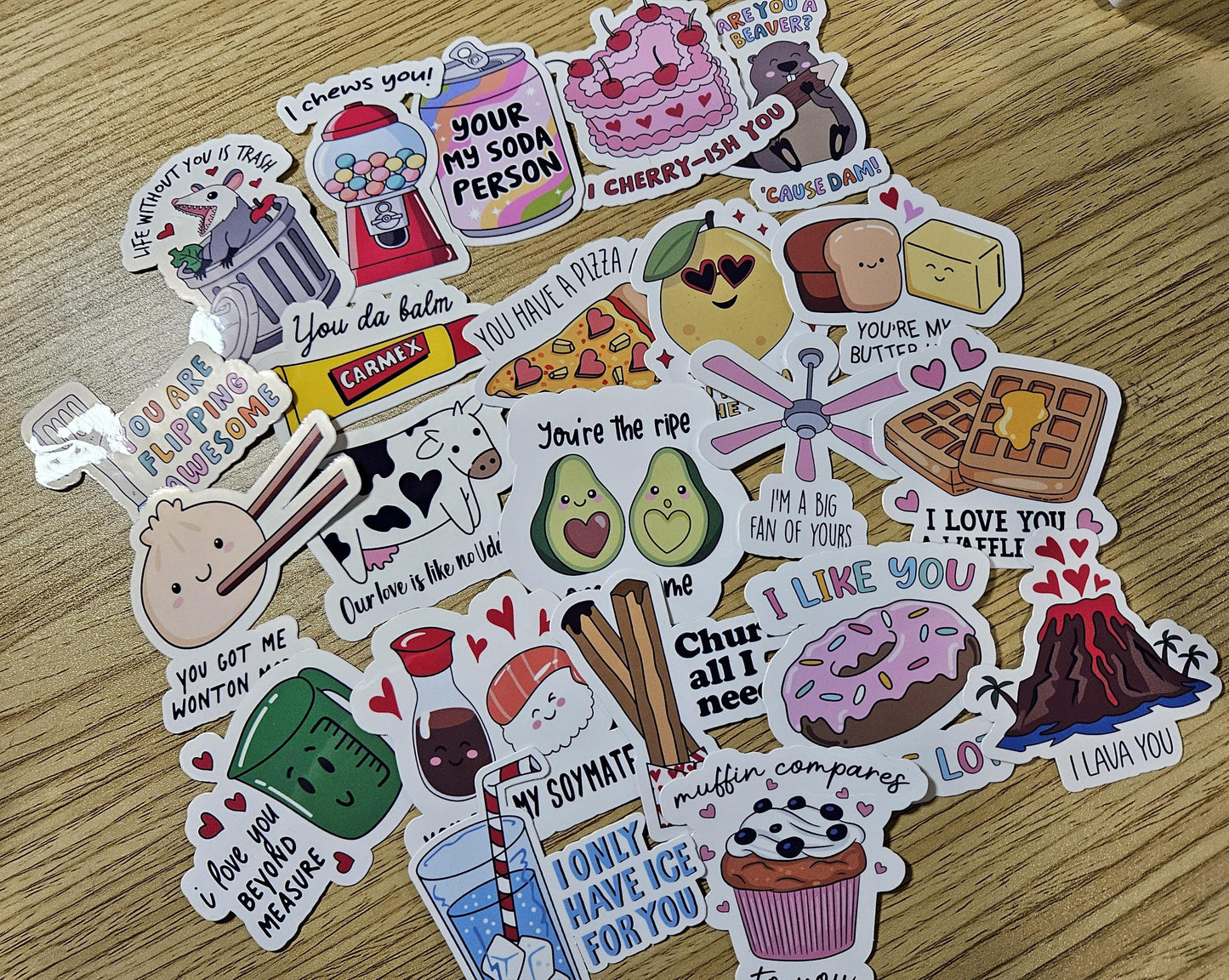 Valentine Puns Vinyl Laminated 20 Pack Stickers, Sticker Valentine Bundle, Funny Love Puns, Love Quotes, 20 Pack Laminated Vinyl Stickers