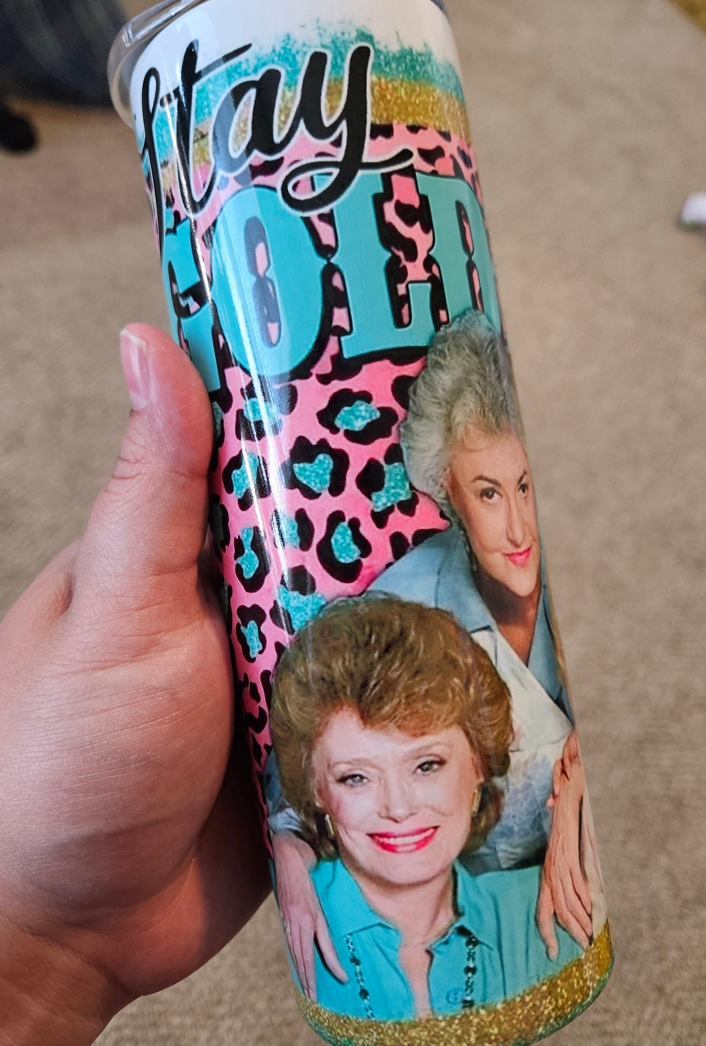 Golden Girls Gift, Golden Girls Themed, Stay Golden - The Golden Girls 20oz Skinny Tumbler W/Matching Neoprene Car Coasters