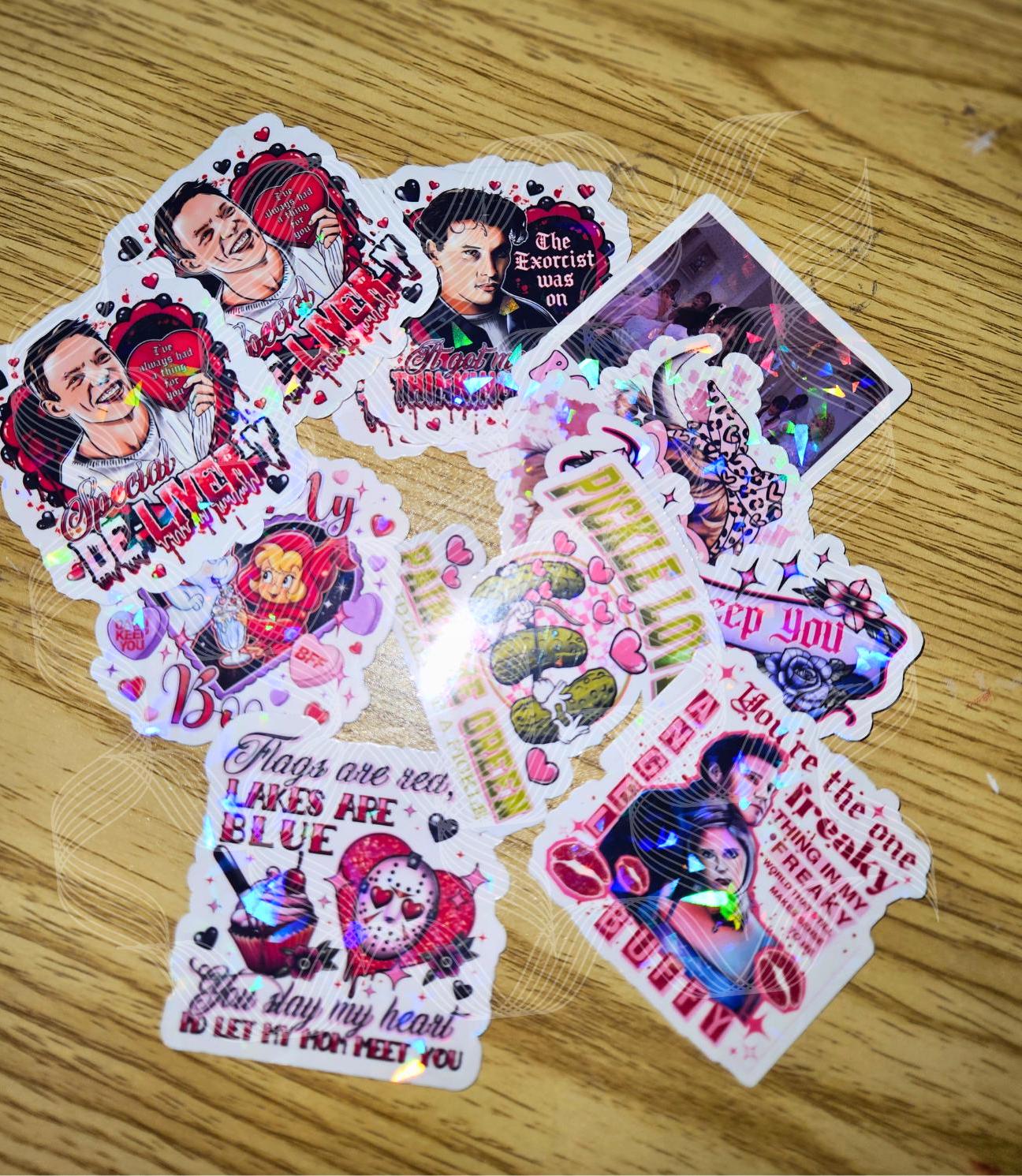 Be My Boo, Friendly Ghost & Sidekick, Valentine Boo, Valentine Themed Holographic Sticker