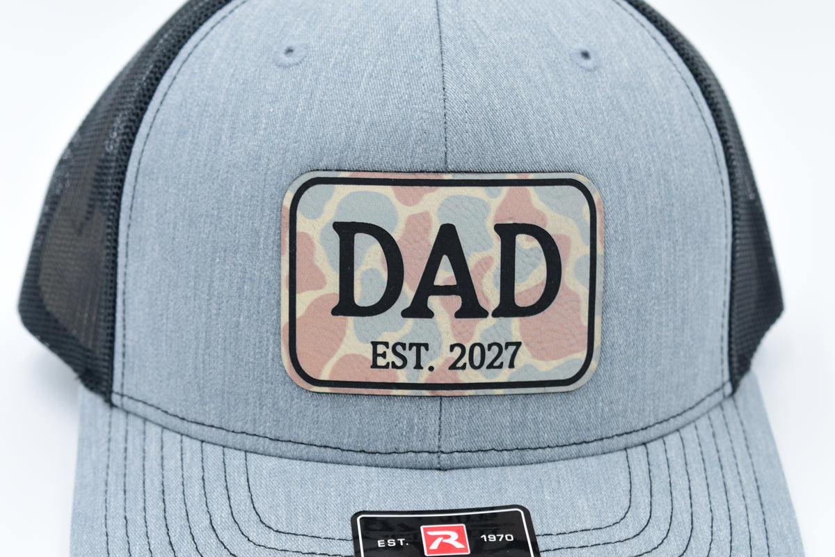 Personalized Dad Established Year Leather Patch Trucker Hat
