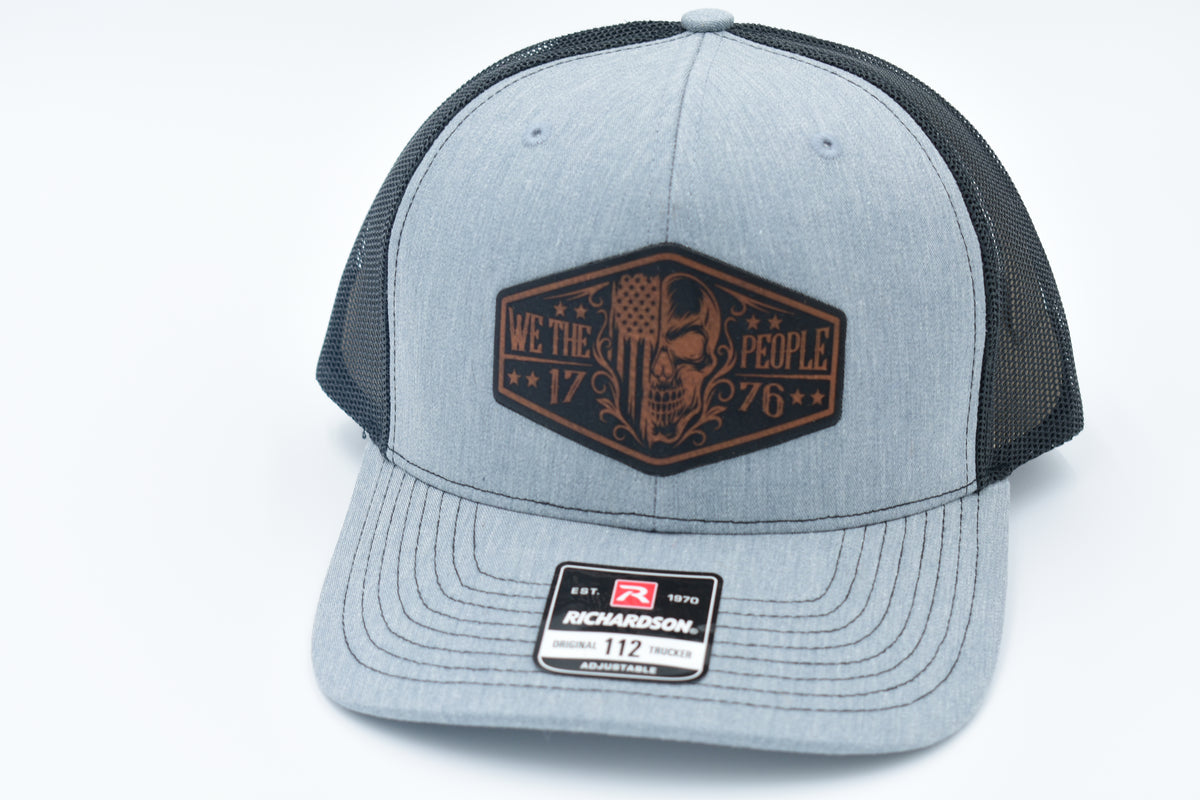 We The People 1776 Skull Leather Patch Trucker Hat