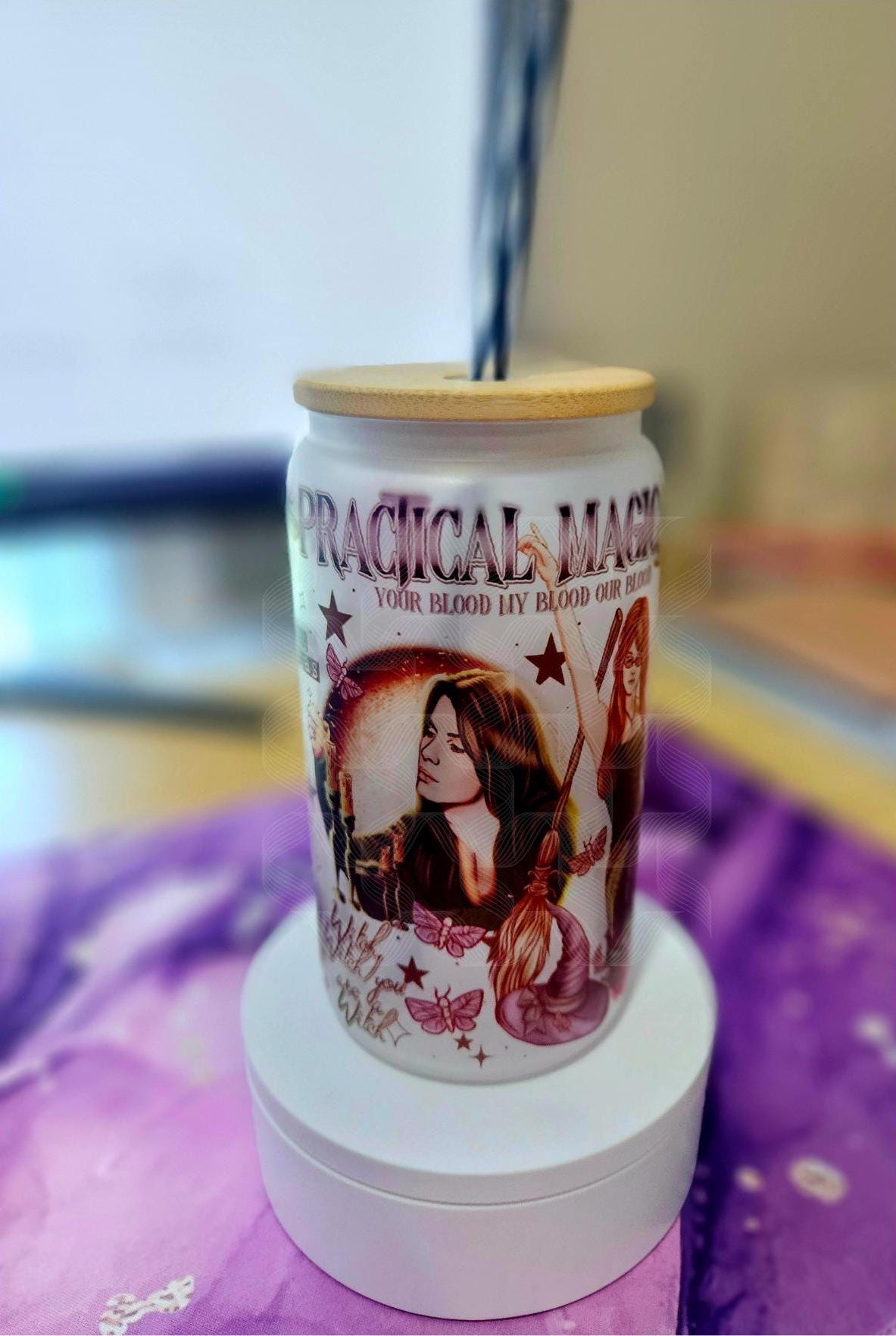 Practical Magic, Always Throw Spilled Salt Over Your Left Shoulder, Witchy Quencher, There's A Little Witch In All Of Us, Libbey Glass Mug