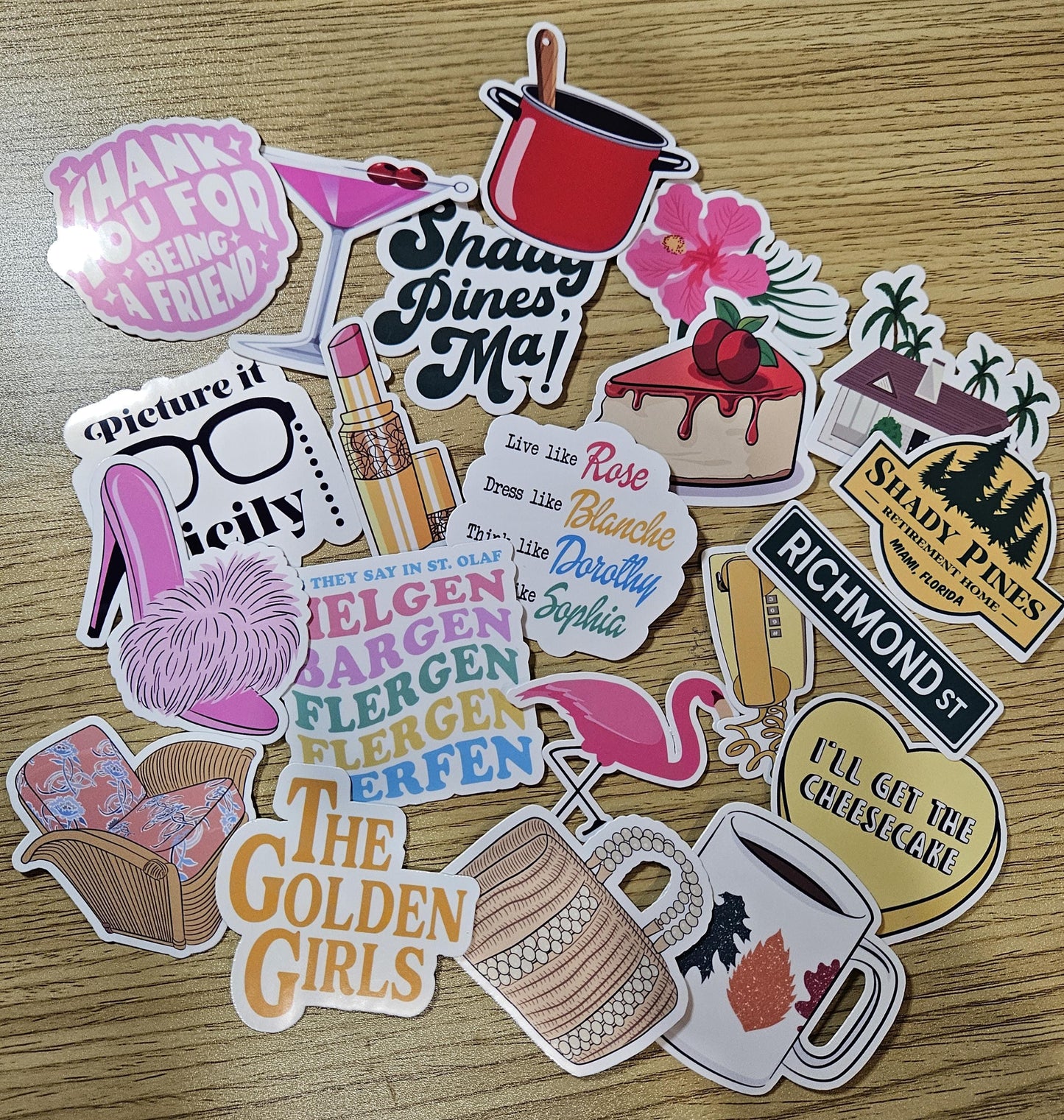 Golden Babes Themed 20 Pack Bundle Stickers, Golden Girls Gifts, Stay Golden, 80s Tv Show, Vinyl Laminated Sticker Bundle
