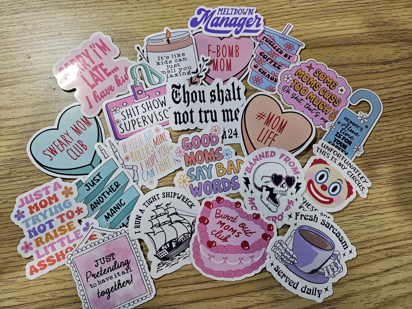 Sarcastic Mom 20 Pack Bundle Stickers, Snarky Bundle Mom, Sarcastic, Funny Mom, Sarcastic Woman Swearing Mom, Vinyl Stickers
