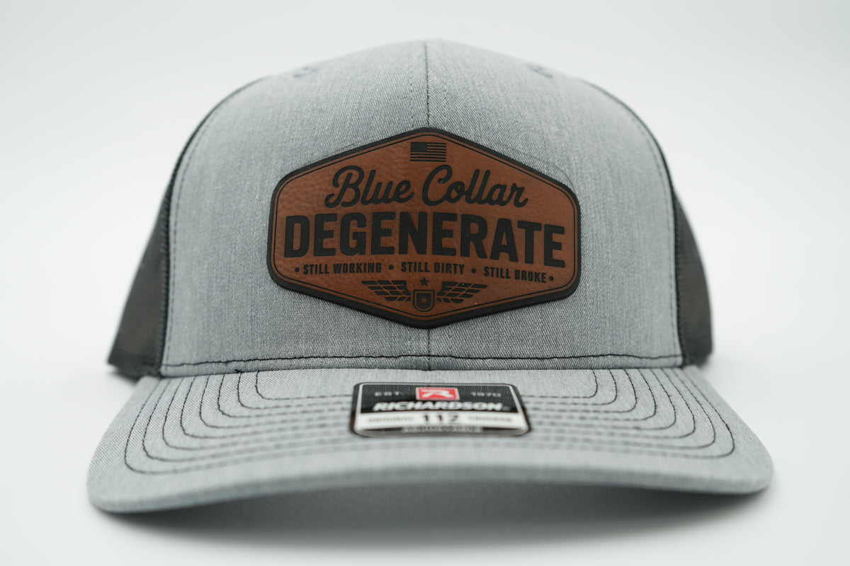 Blue Collar Degenerate Leather Patch Trucker Hat