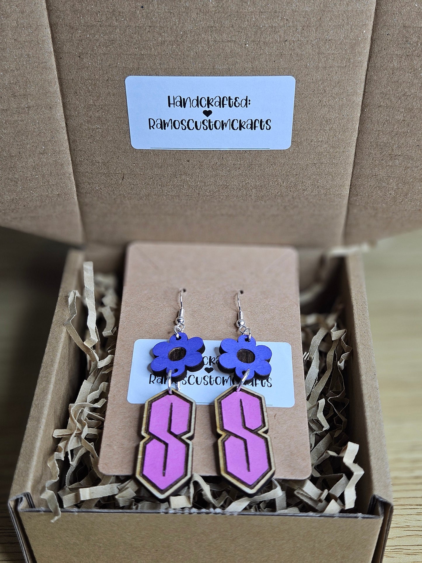 Retro, 90's Y2k Throwback, Double Dangle Hand-Made, Hand painted Light Weight Wood One-Sided Dangle Earrings