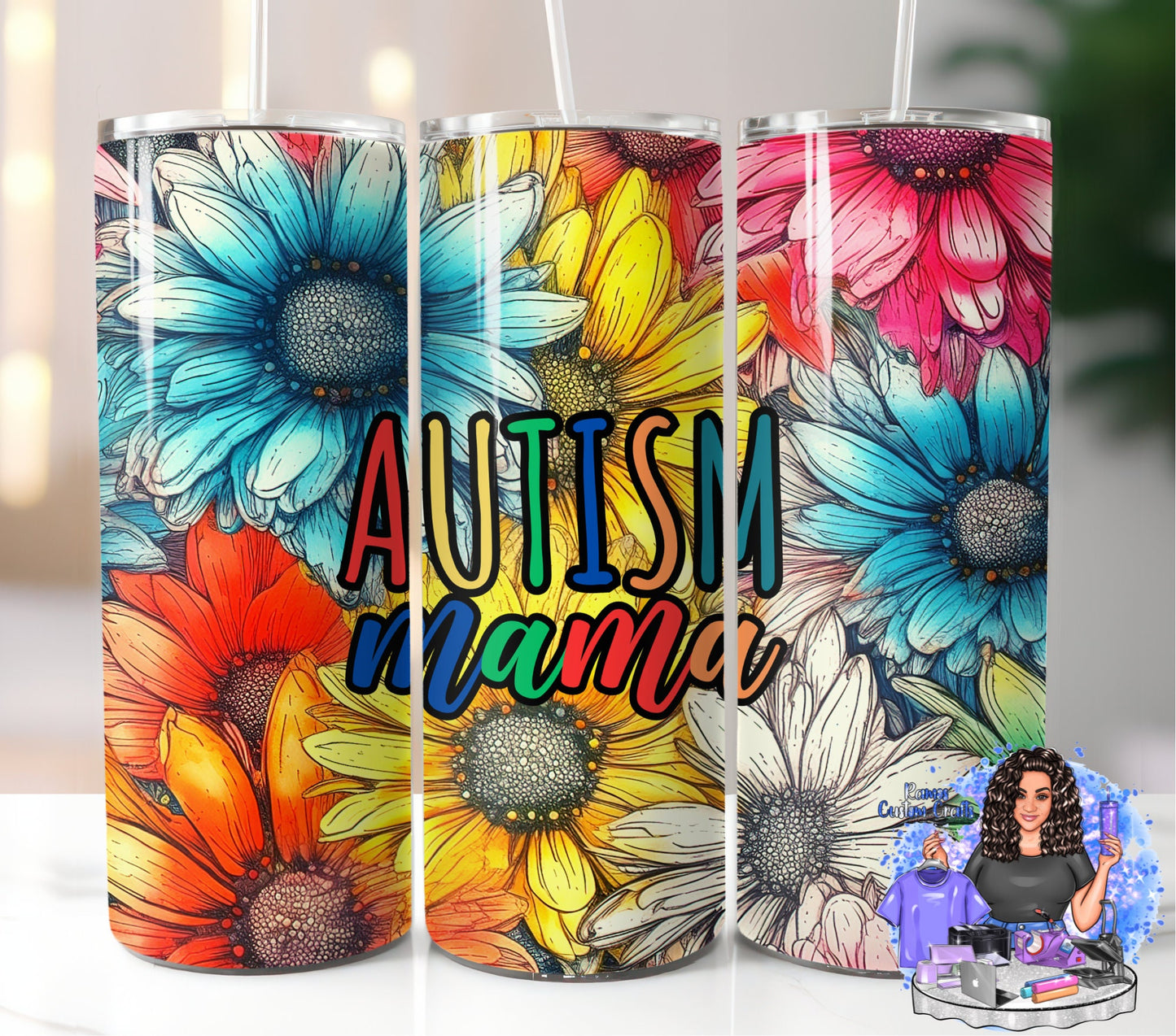 Autism Mama Flower Power 20oz Tumbler