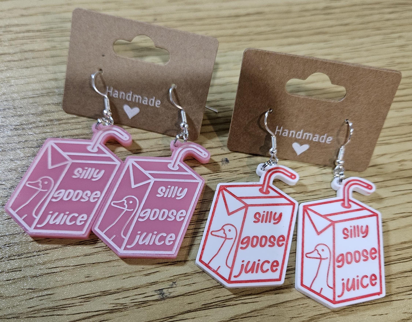 Silly Goose Juice, Acrylic Dangle One Sided Earrings, Goose Fan, Goose Fanatic, Goose Gifts, Goose Dangle Earrings