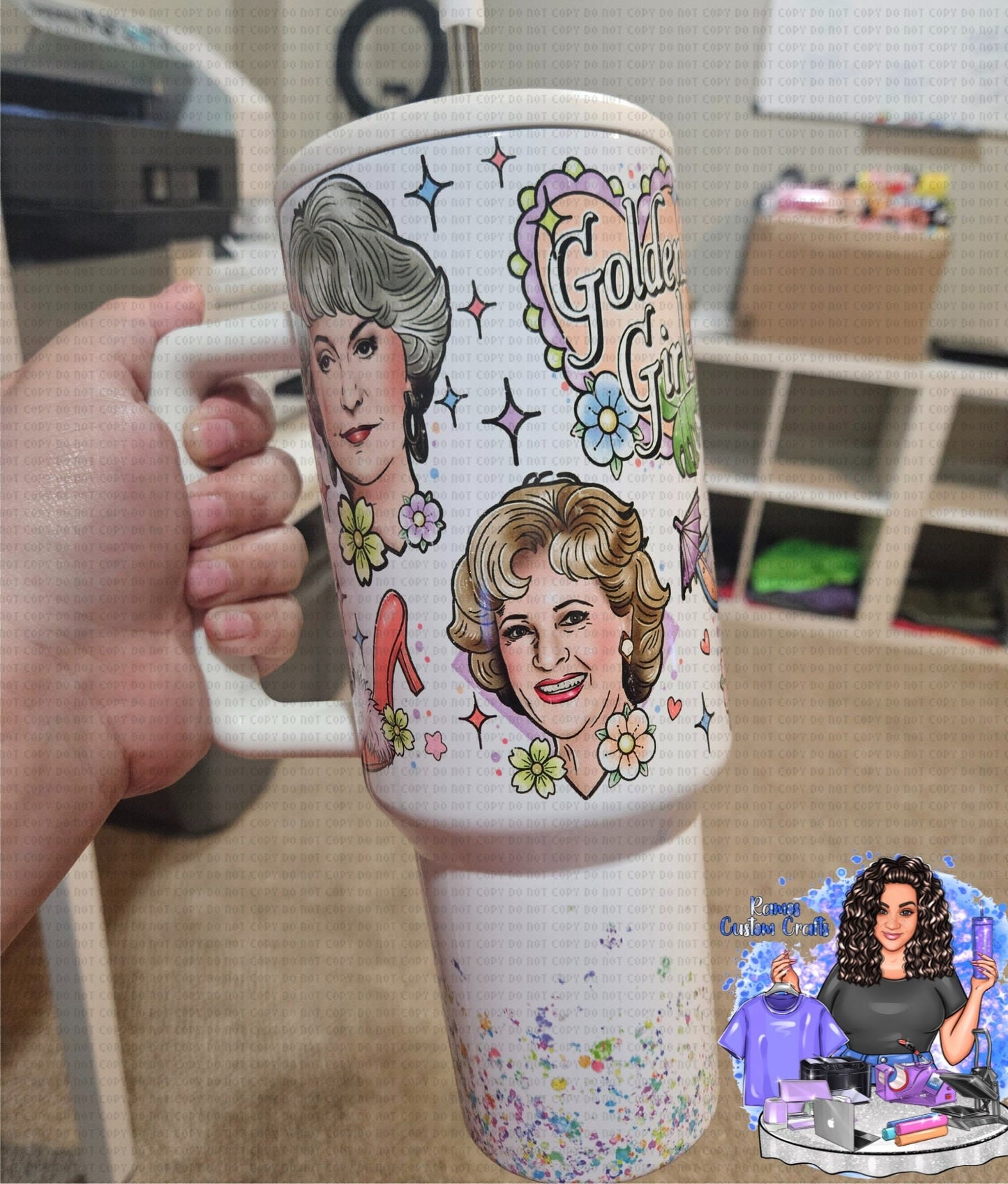 Golden Girls 40oz Quencher Tumbler With Handle/Tumbler with Handle and Straw Keeps Cold for 34 Hours Leakproof Double