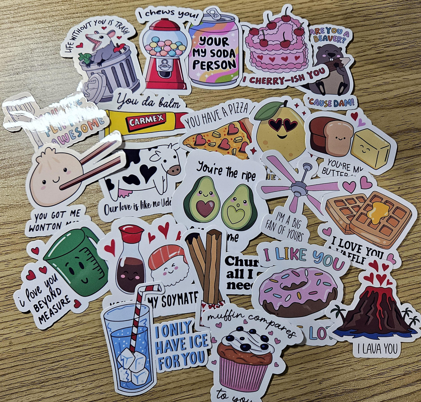 Valentine Puns Vinyl Laminated 20 Pack Stickers, Sticker Valentine Bundle, Funny Love Puns, Love Quotes, 20 Pack Laminated Vinyl Stickers