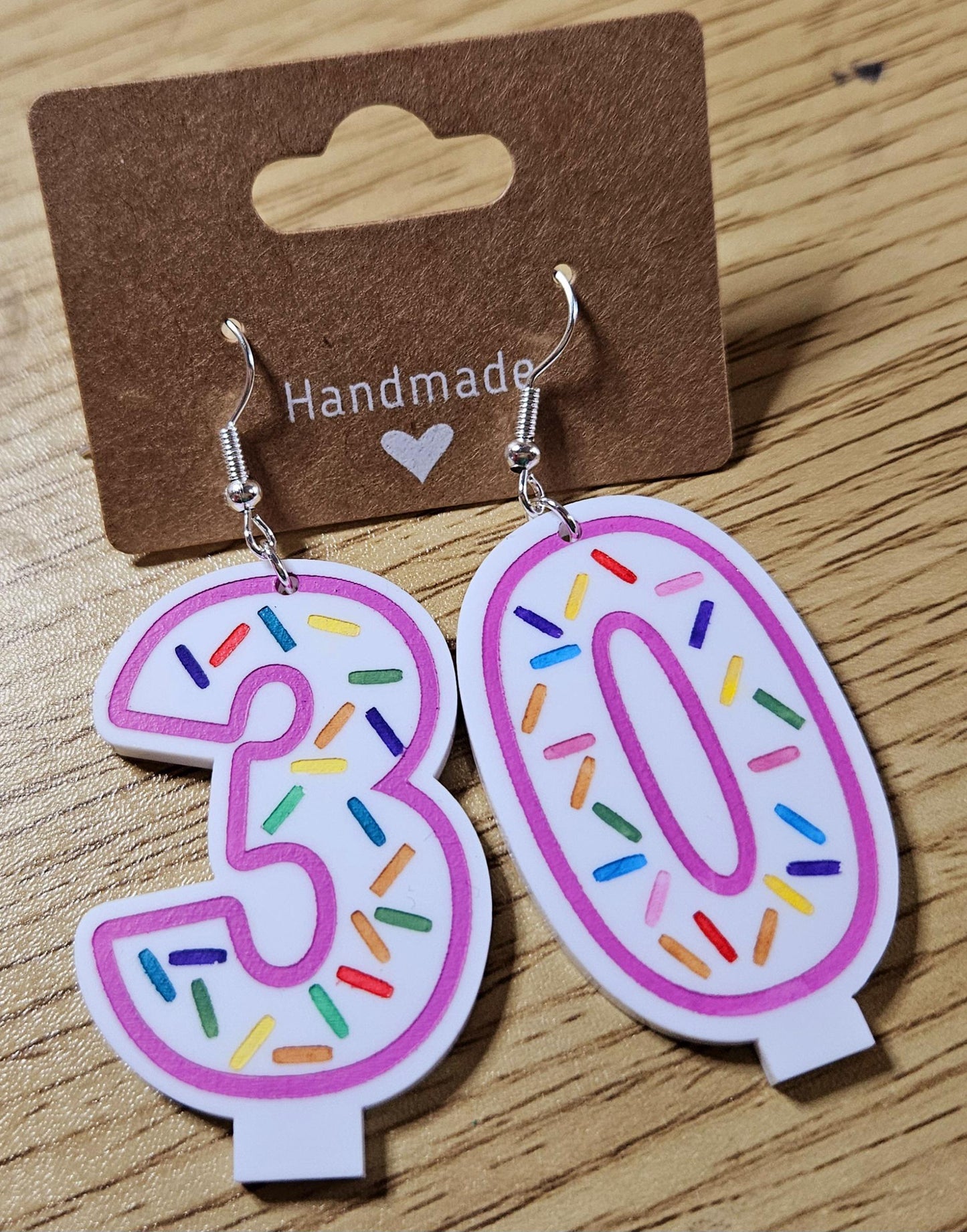 Birthday Candle Dangle Acrylic Light Weight Earrings, Hand-Painted Birthday Earrings, Acrylic Earrings, Birthday Earrings.