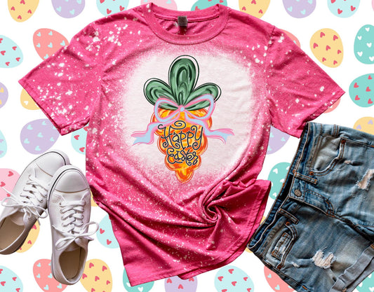 Easter Carrot Coquette Shirt, Easter Shirt, Easter, Carrot, Easter Unisex Bleached Shirt