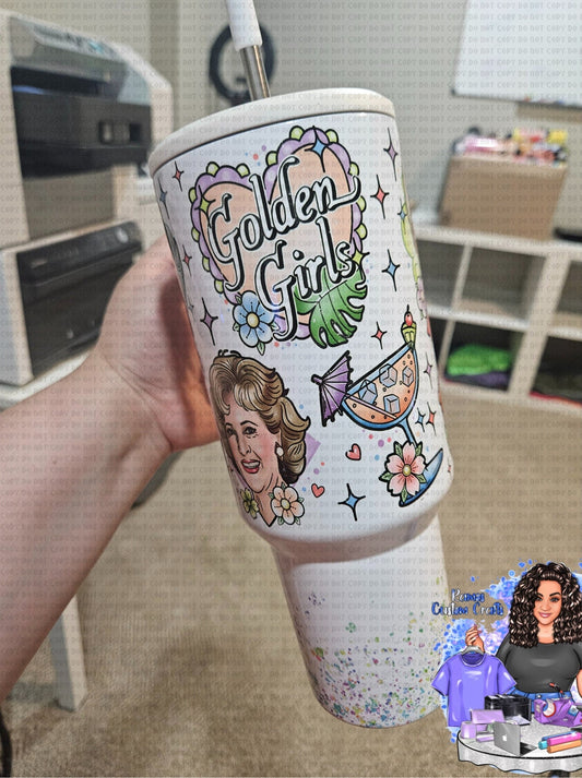 Golden Girls 40oz Quencher Tumbler With Handle/Tumbler with Handle and Straw Keeps Cold for 34 Hours Leakproof Double