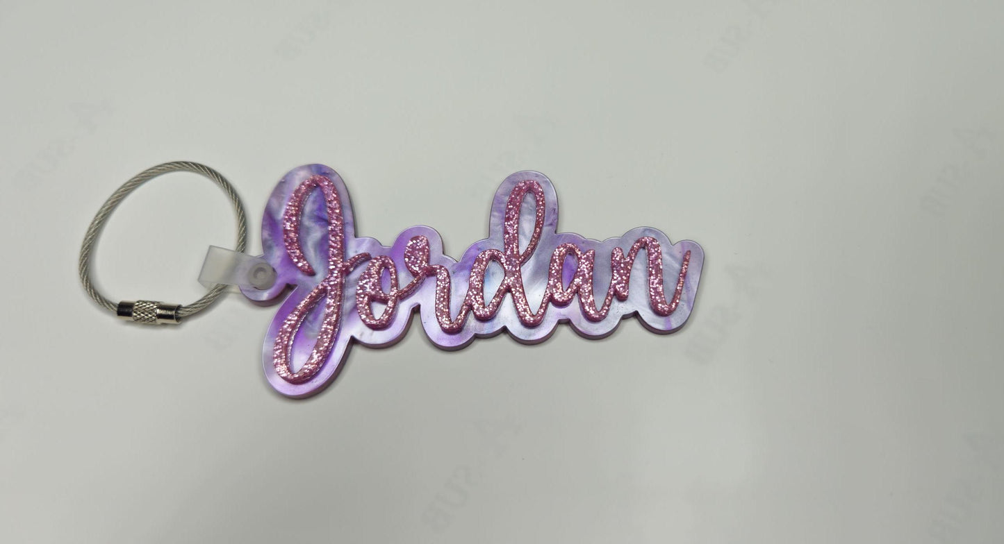 Custom 4-Inch Acrylic Keychain – Personalized Name Tag with Stainless Steel Wire Loop