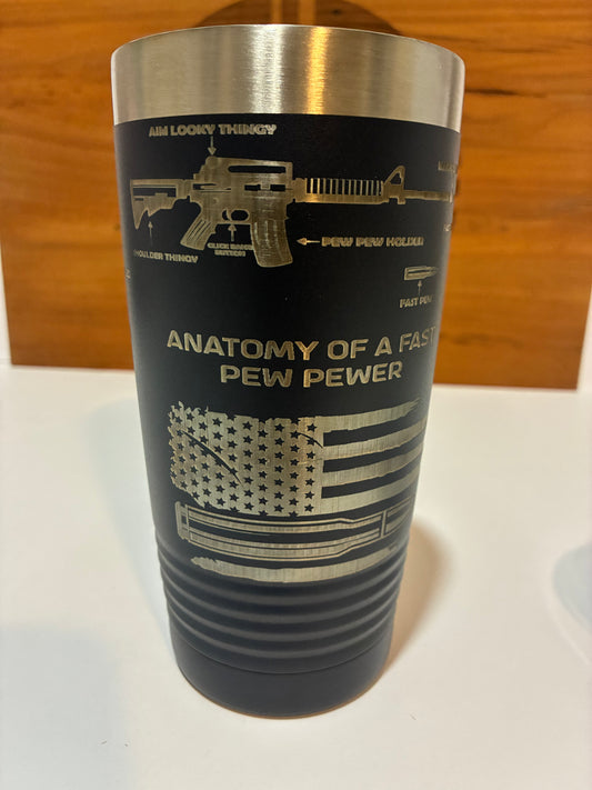 AR Rifle 20oz Tumbler – Laser Engraved Stainless Steel – Tactical Coffee Cup for Gun Lovers & Veterans Laser Engraved Tumbler