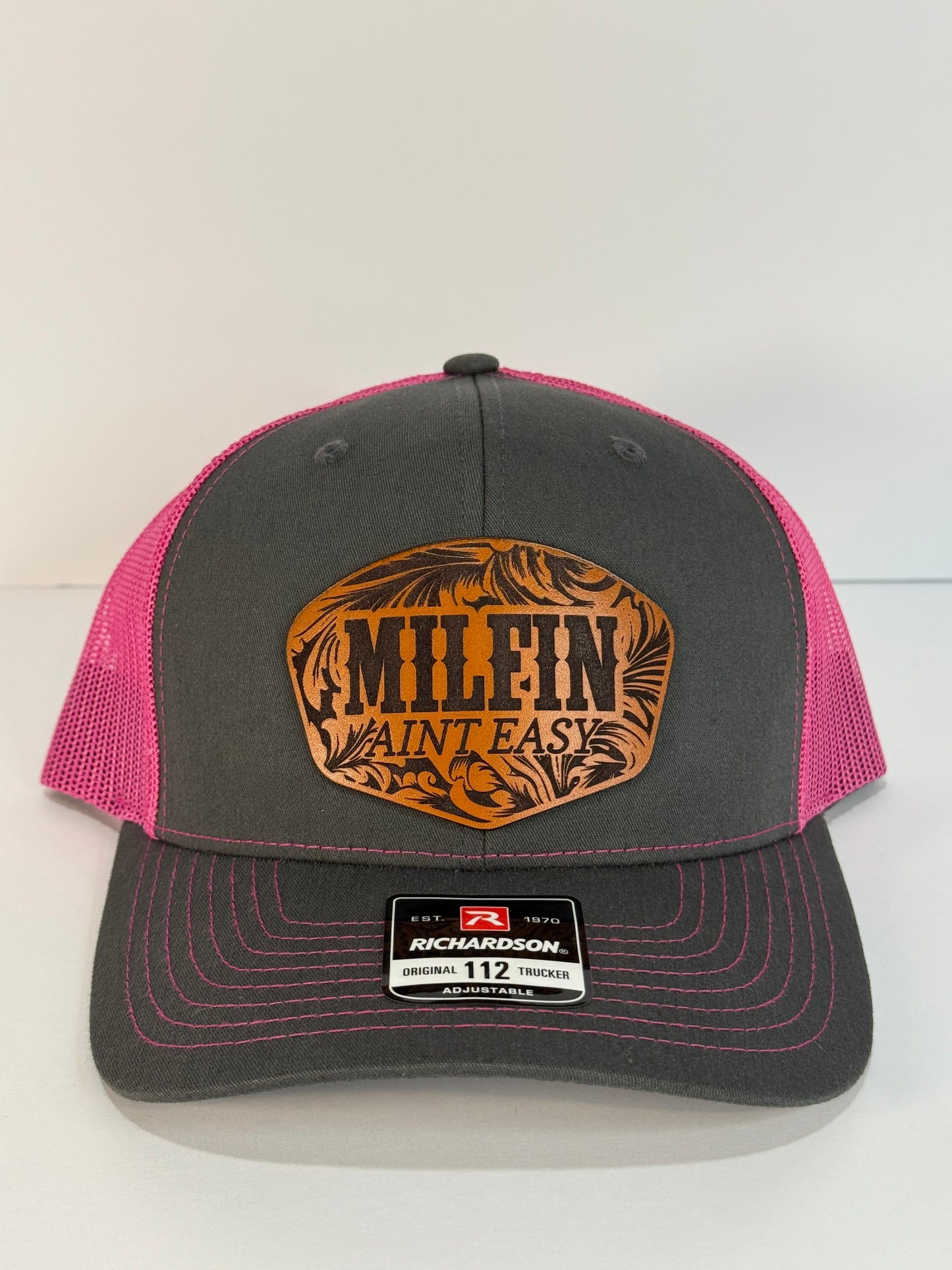 Milfin Ain’t Easy Leather Patch Trucker Hat