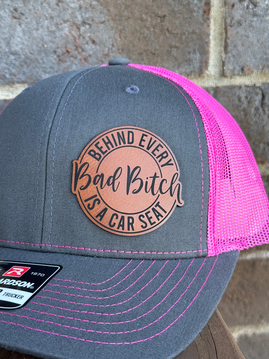 Behind Every Bad Bitch is a Car Seat Hat, Funny Mom Richardson 112 Cap, Sarcastic Mom Life Gift, Mom Humor Apparel, Joke Gift for Mothers