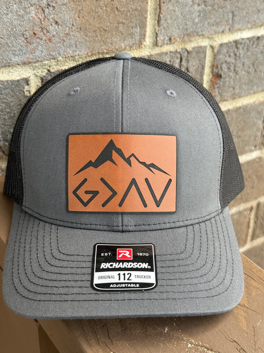Greater Than Hat – Mountain Patch Design