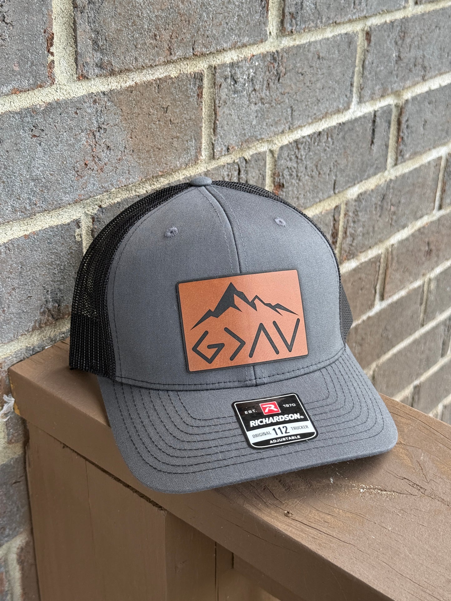 Greater Than Hat – Mountain Patch Design