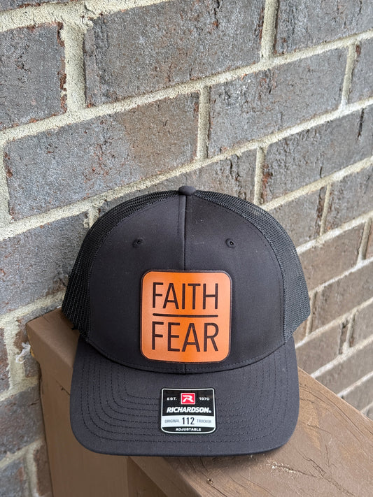 Faith Over Fear Leather Patch Hat