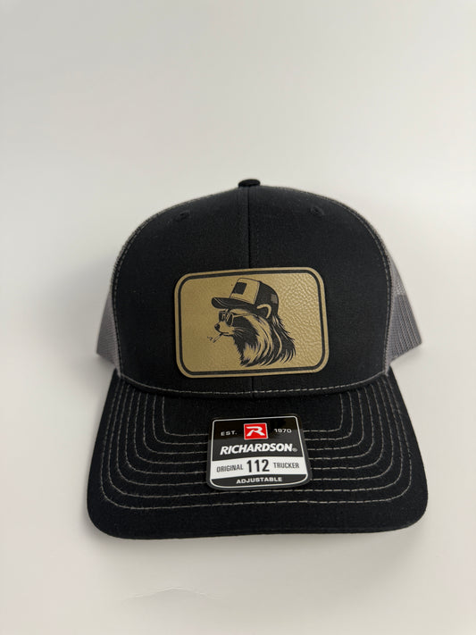 Racoon Leather Patch Hat – Richardson 112 Trucker Cap