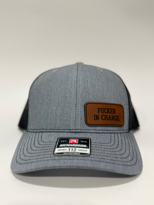 F*er In Charge – Funny Leatherette Patch Trucker Hat
