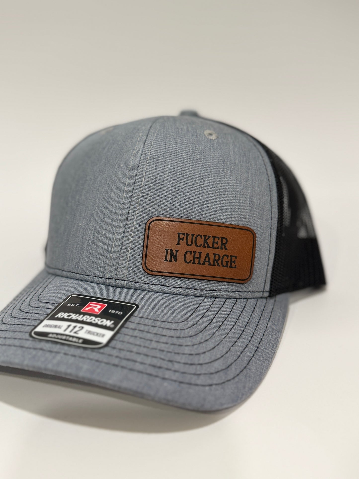 F*er In Charge – Funny Leatherette Patch Trucker Hat