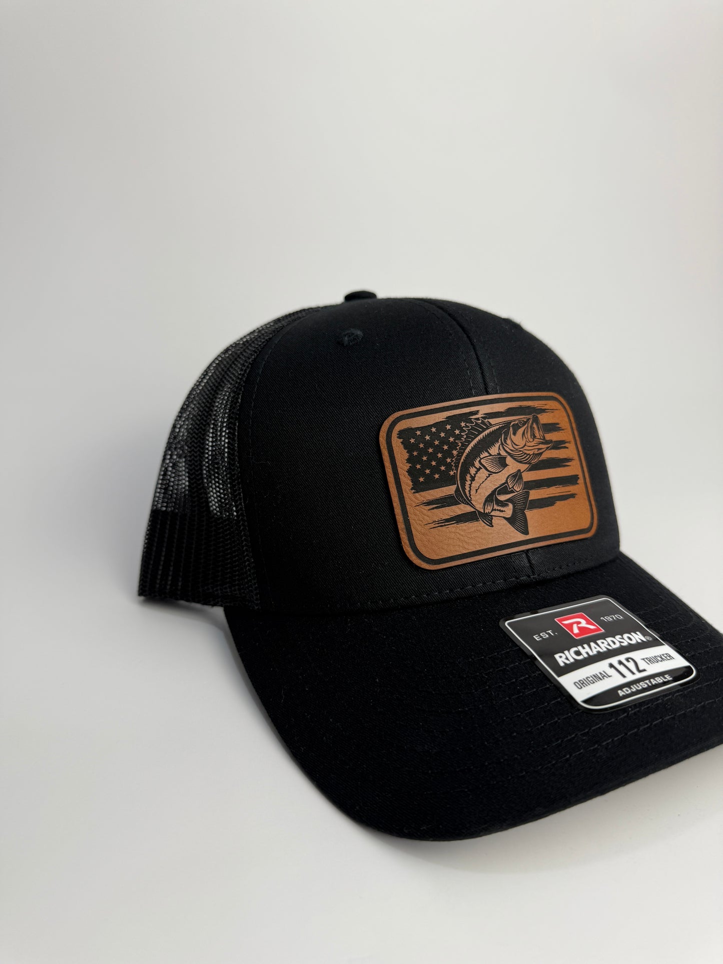 Patriotic Fishing Trucker Hat – Leather Patch on Richardson 112