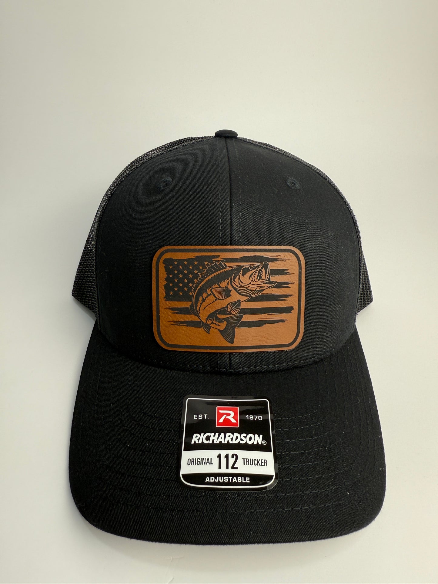 Patriotic Fishing Trucker Hat – Leather Patch on Richardson 112