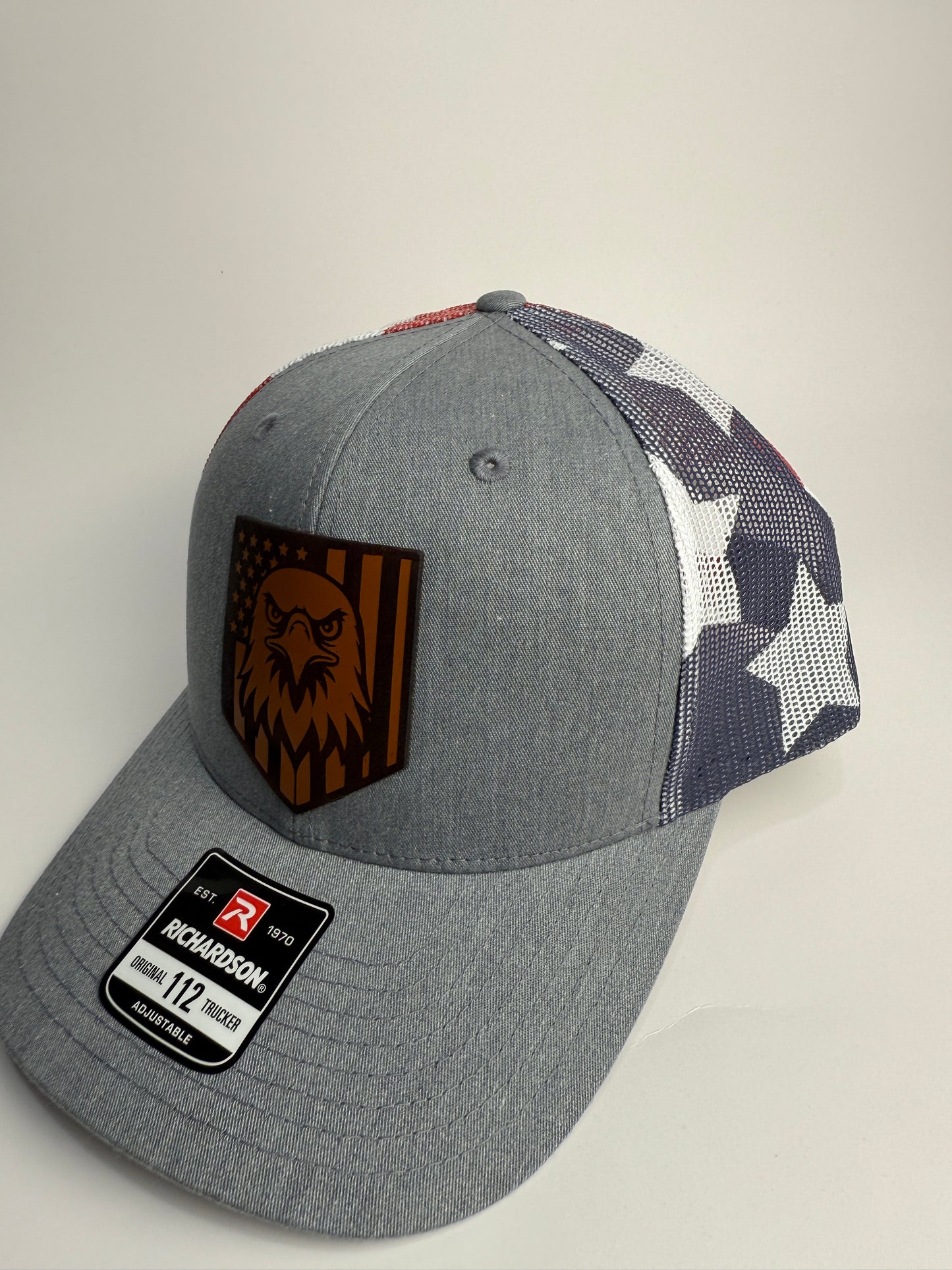 Richardson 112 Trucker Hat – 4th of July Eagle Flag Leather Patch