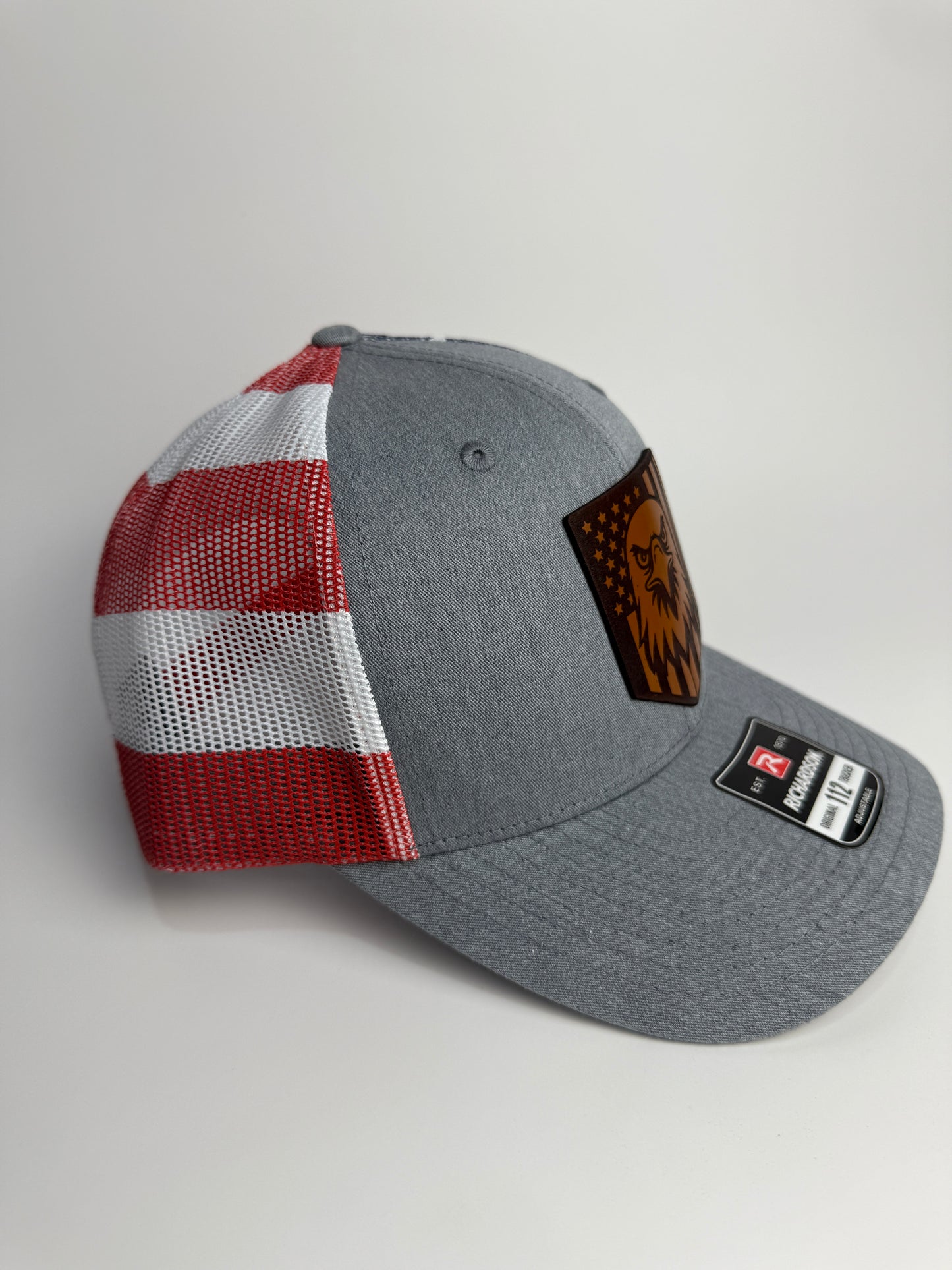 Richardson 112 Trucker Hat – 4th of July Eagle Flag Leather Patch